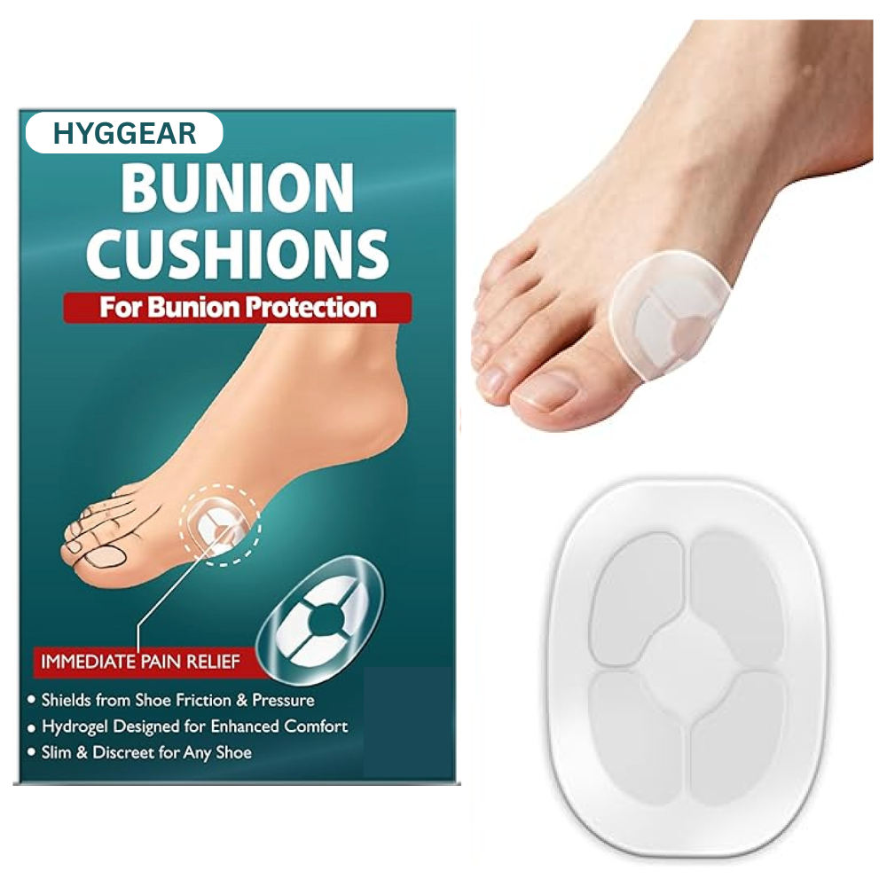 Hyggear Bunion Cushions, Bunion Pain Relief Pads for Protection Against Shoe Pressure and Friction, Self-Adhesive & Water-Resistant, Fits Shoes for Men & Women